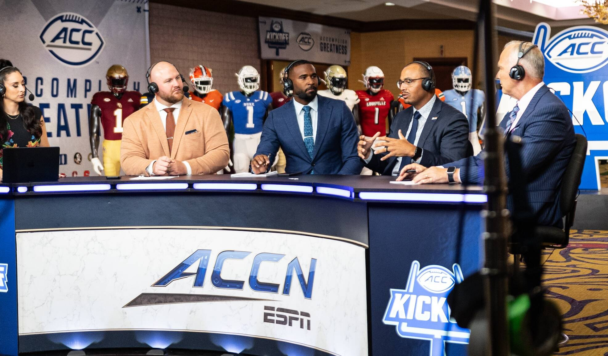 ACC Kickoff: Tony Elliott With ACC Huddle Crew - Virginia Cavaliers ...