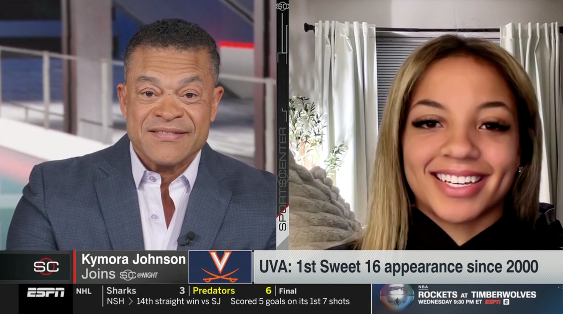 Kymora Johnson Joins SportsCenter @ Night 3.24.26 - Virginia Cavaliers ...