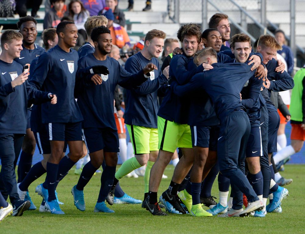 Virginia celebrates winning the 2019 ACC Men?s Soccer Championship at WakeMed Soccer Park in Cary, N.C., Sunday Nov. 17, 2019. (Photo by Sara D. Davis, the ACC)