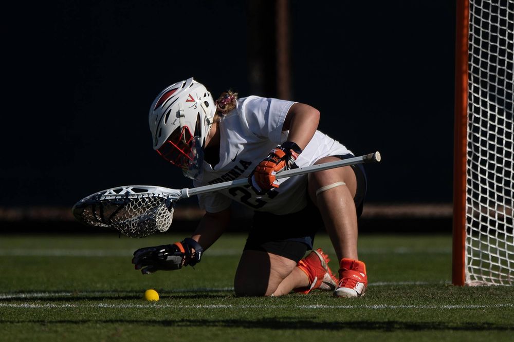 STANFORD, California - FEBRUARY 14:  Virginia Cavaliers goalkeeper Charlie Campbell (27) after a save against the Stanford Cardinal during the first half at Cagan Stadium on February 14, 2020 in Stanford, California. The Virginia Cavaliers defeated the Stanford Cardinal 12-11. (Photo by Jason O. Watson)